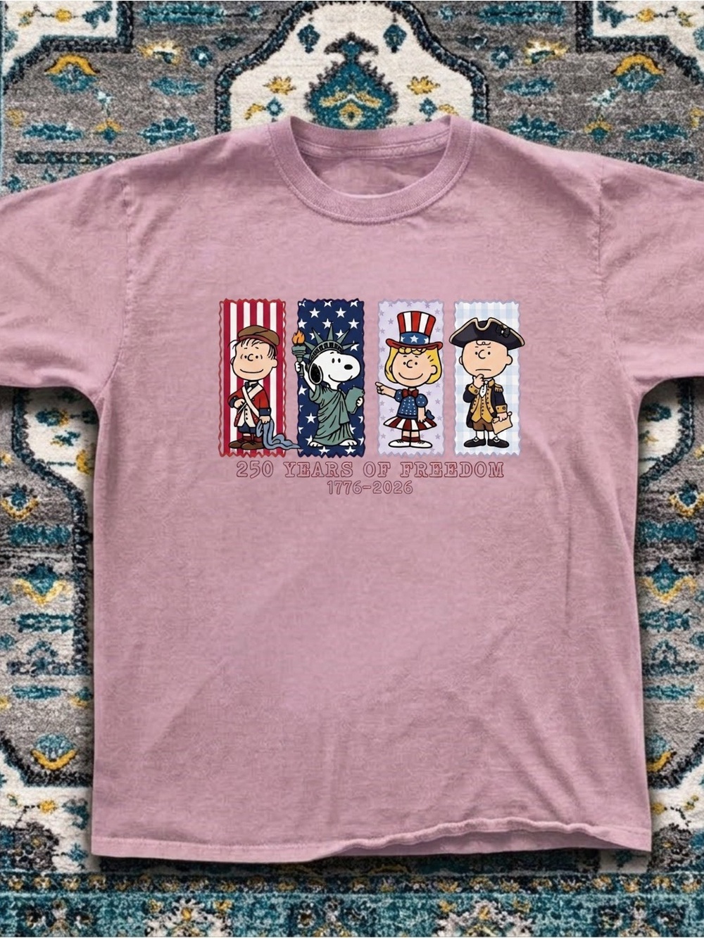 Gildan Snoopy Liberty Graphic Pink Tee